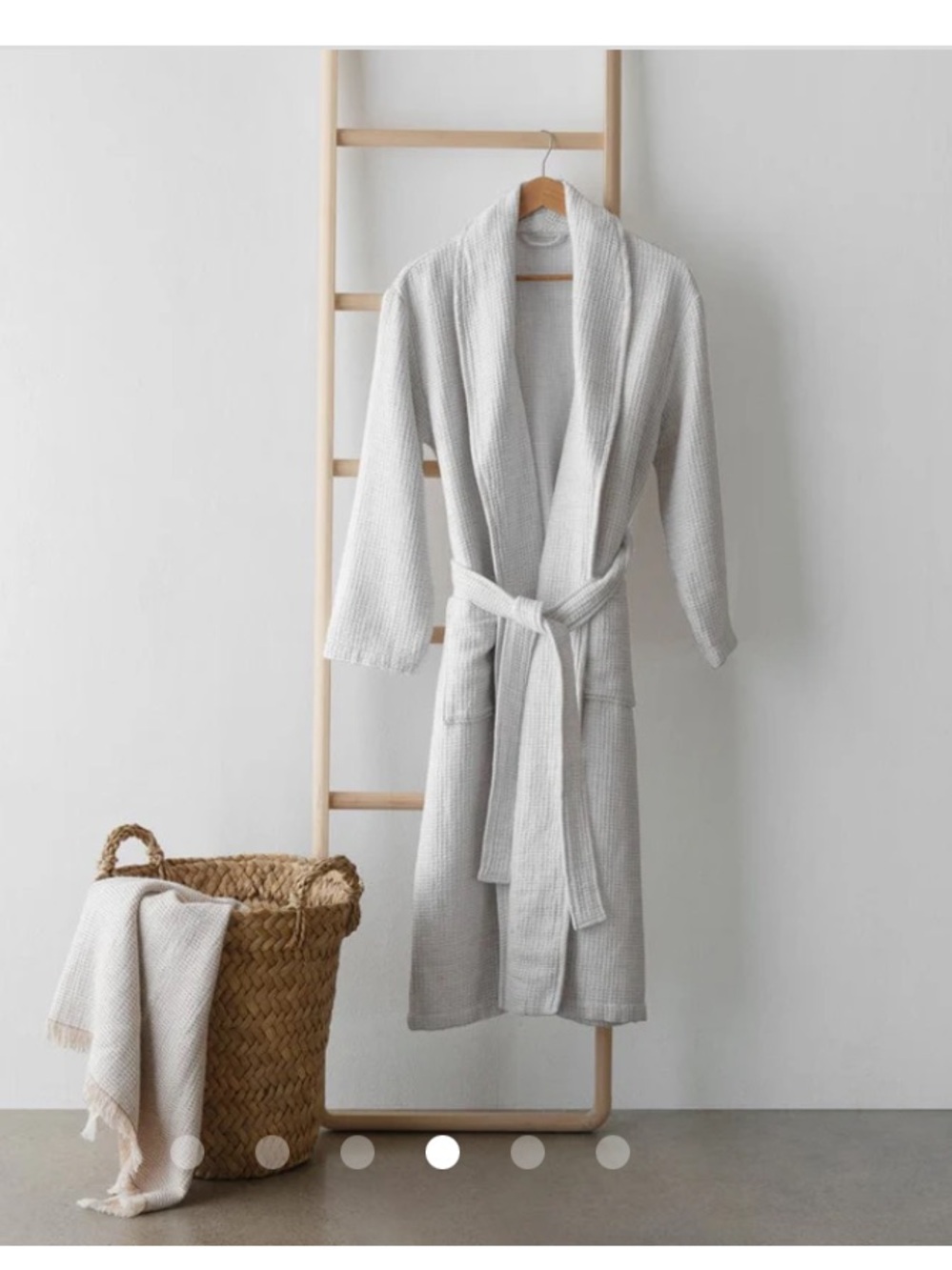 The Citizenry Ivory Waffle-Knit Cotton Linen Robe Coat